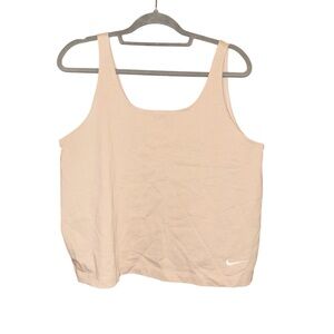 Nike Cropped Flowy‎ Embroidered Swoosh Active Tank Tan Beige large